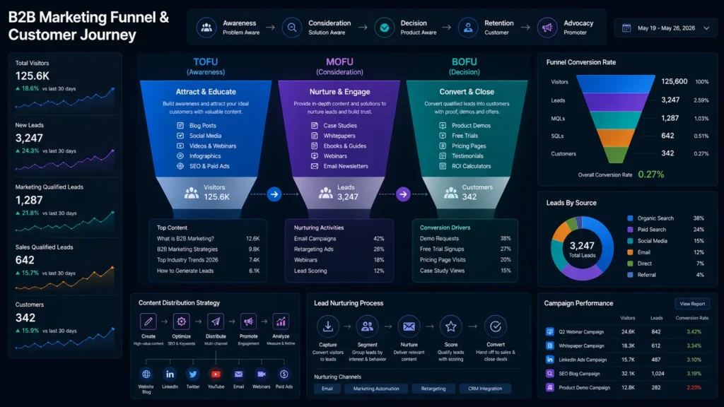 B2B content funnel stages