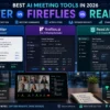 Comparison of Otter, Fireflies, and Read AI meeting assistants featuring AI transcription, meeting summaries, action items, speaker analytics, and team productivity tools.