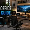 Modern home office setup featuring an ergonomic chair, adjustable desk, ultrawide monitor, productivity accessories, and smart workspace technology