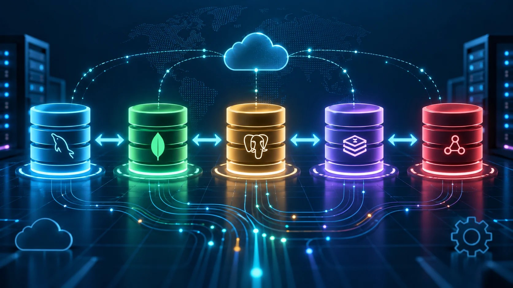 Database types comparison with connected data flows and cloud integration