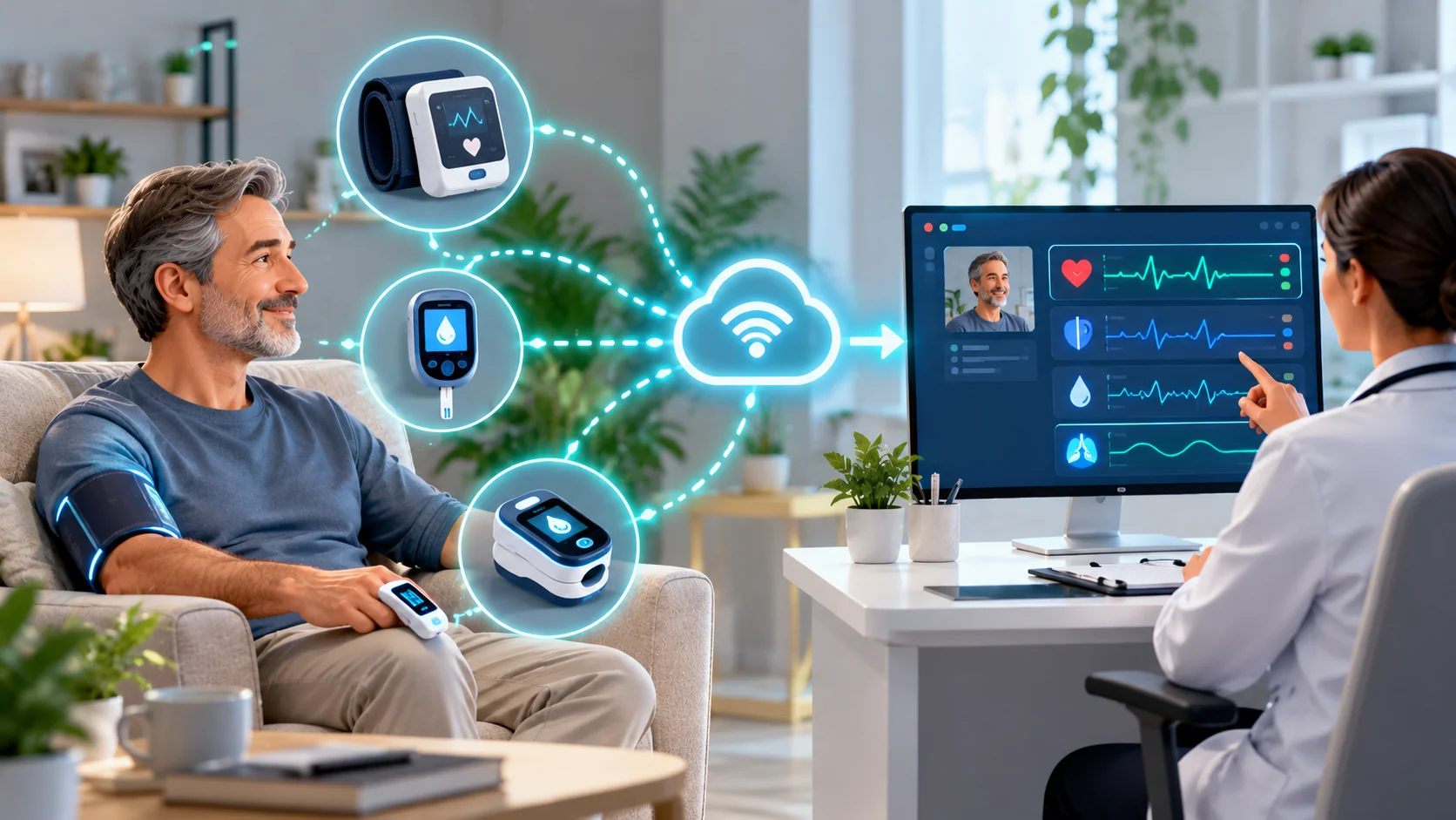 Remote patient monitoring with connected health devices and doctor dashboard